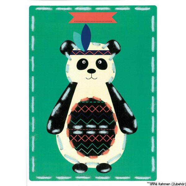 Discontinué modèle Vervaco cartes à broder "Chat et Panda", set de 2, dessin de broderie