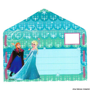 Tarjetas de bordado Vervaco "Anna y Elsa", set de 5, cuadro de bordado dibujado