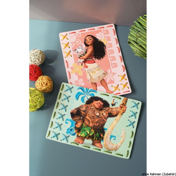 Vervaco Embroidery card stitch kit Disney Moana kit of 2, stamped, DIY
