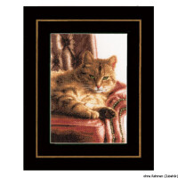 Lanarte cross stitch kit "cat in the chair", counted, DIY