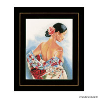 Lanarte cross stitch kit "scarf with floral motifs", counted, DIY