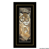 Lanarte cross stitch kit "Tiger Mother & puppy", counted, DIY