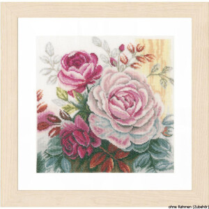 Lanarte cross stitch kit "pink Rose linen"...