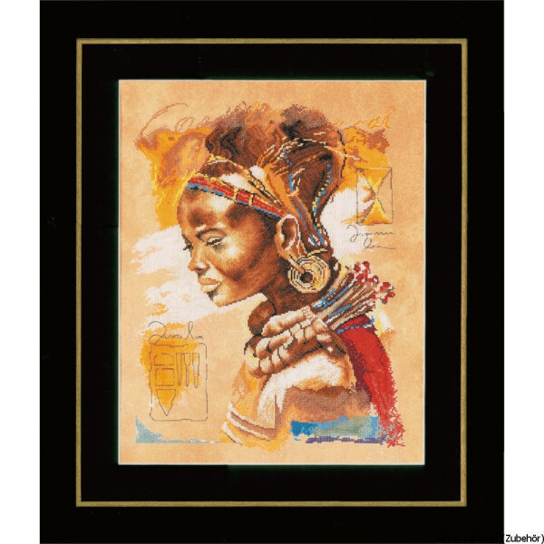 Набор для вышивания крестом Lanarte "Африканская женщина", счетная схема