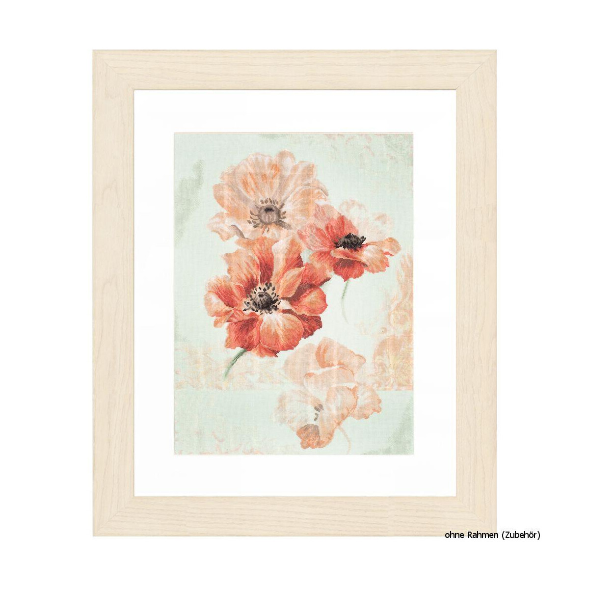 A framed Lanarte embroidery pack featuring a bouquet of...