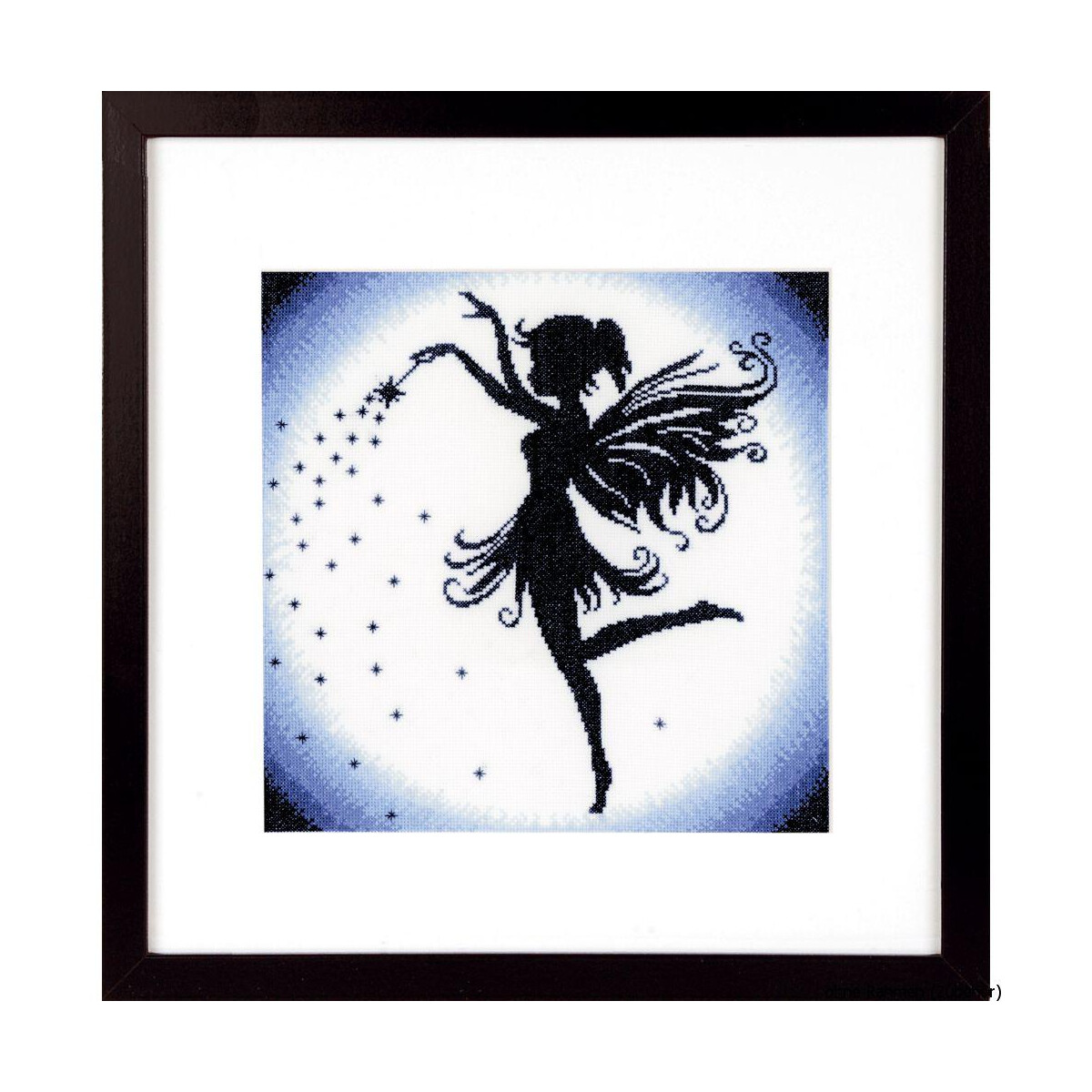 Silhouette of a fairy in the middle of a dance, with...