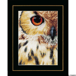 Lanarte cross stitch kit "owl I" evenweave fabric, counted, DIY