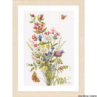 Lanarte cross stitch kit "field and Meadow flower" evenweave fabric, counted, DIY