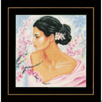 Lanarte cross stitch kit "woman with flowers linen", counted, DIY
