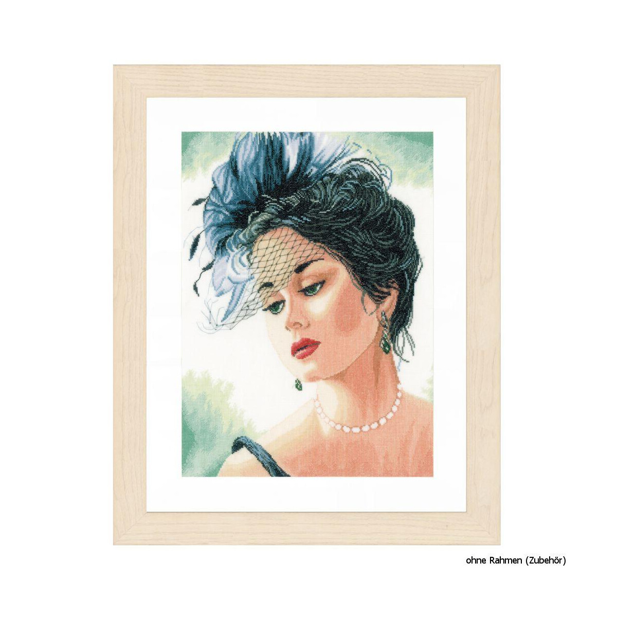 A framed portrait of a woman in a vintage style...