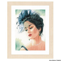 Lanarte cross stitch kit "woman with hat linen", counted, DIY
