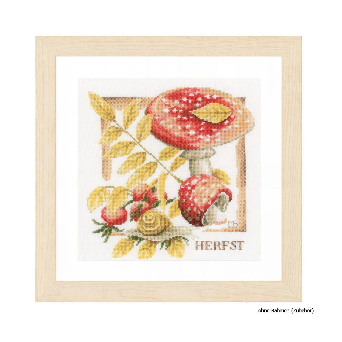 Framed autumnal embroidery pack from Lanarte with a large...
