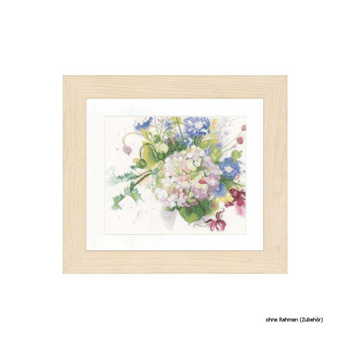 A framed floral watercolor with a bouquet of different...