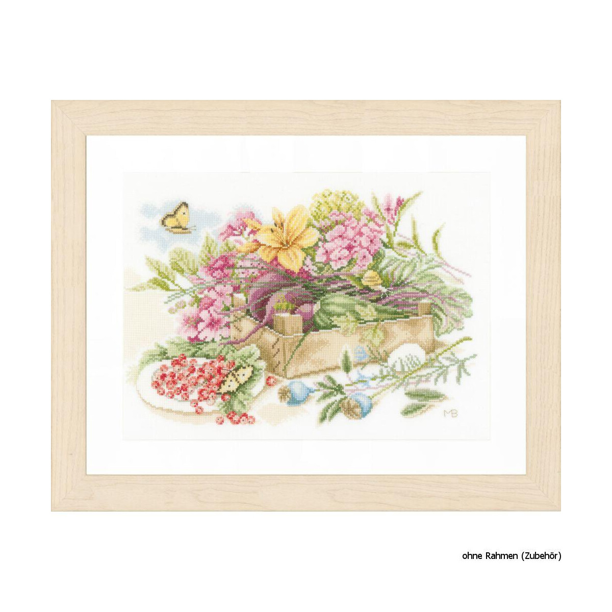 A framed embroidered artwork in embroidery pack by...