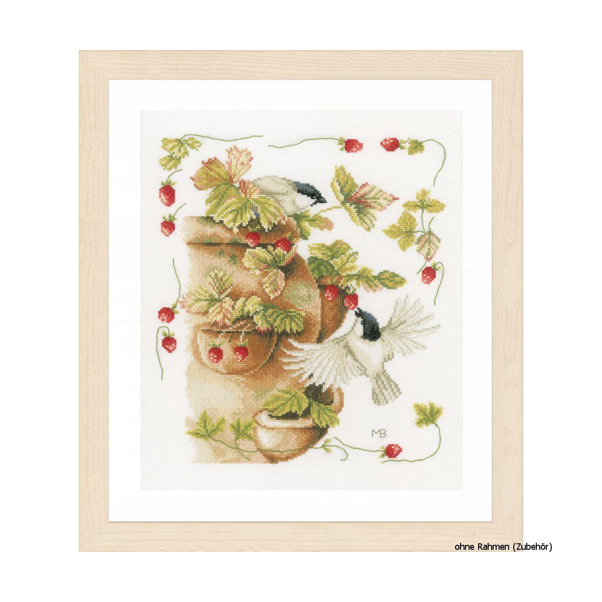 A framed, detailed cross stitch design or embroidery pack...
