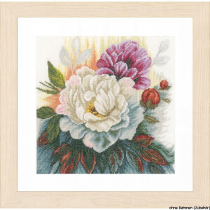 Lanarte cross stitch kit "white Rose linen",...