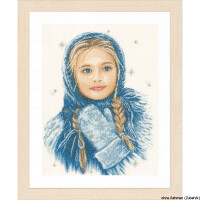 Lanarte cross stitch kit "winter girls linen", counted, DIY