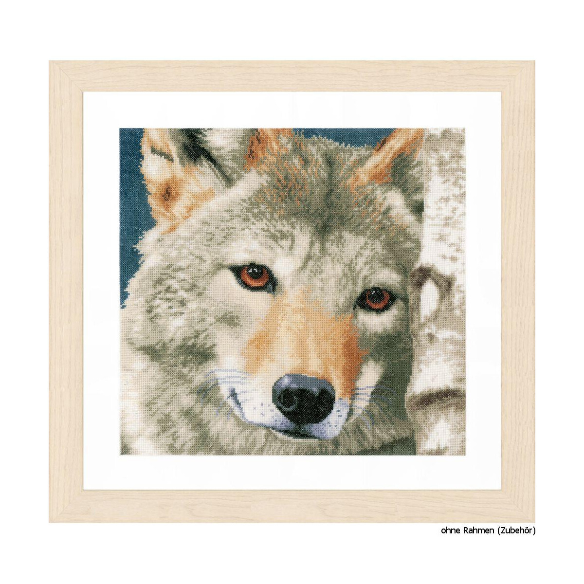 A Lanarte embroidery pack with a wolf in a light-colored...