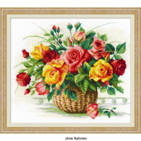 Riolis borduurpatroon set kruissteek "Mand met rozen", telpatroon