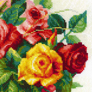 Riolis counted cross stitch Kit Basket With Roses, DIY
